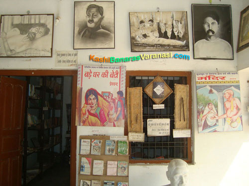 Premchand's novel posters at his memorial